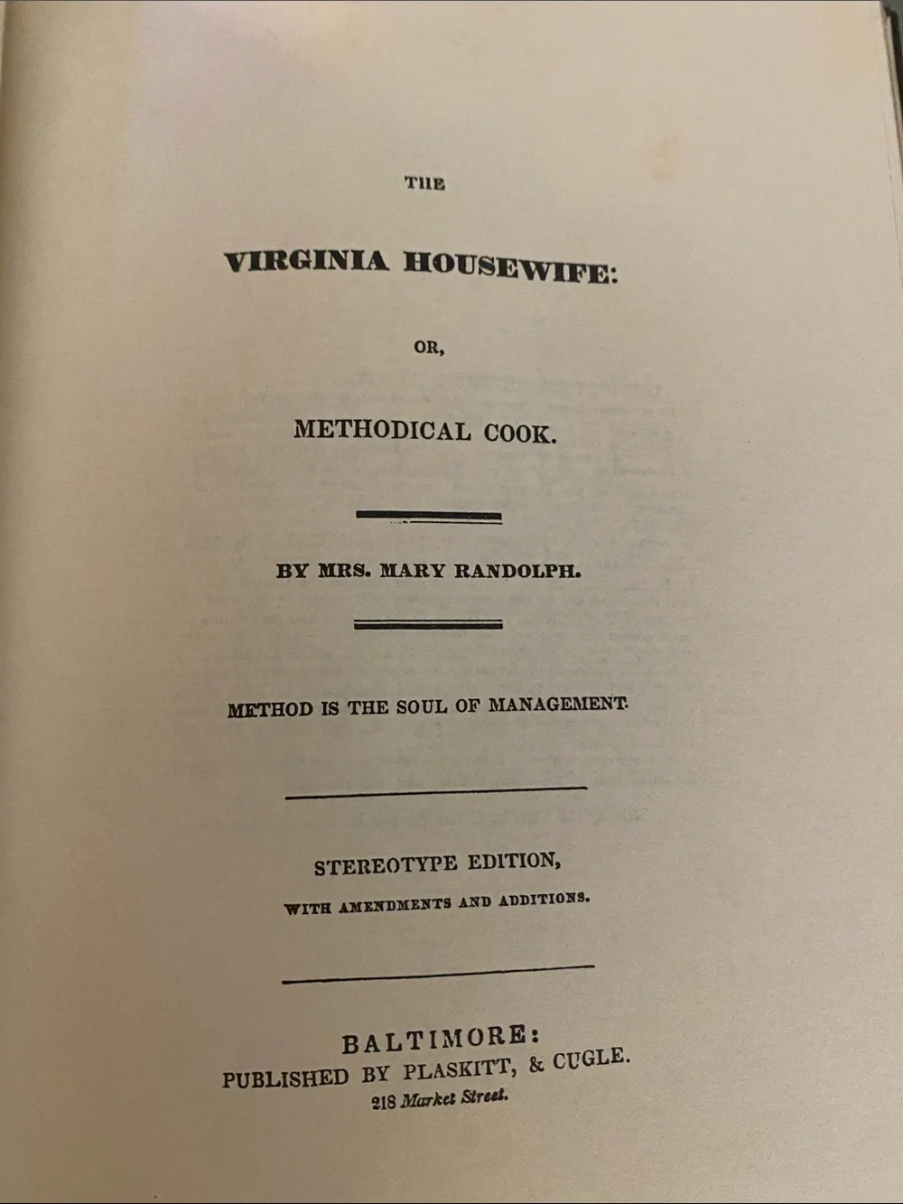 The Virginia Housewife By Mrs. Mary Randolph Hardback 1984 Cookbook floral cover